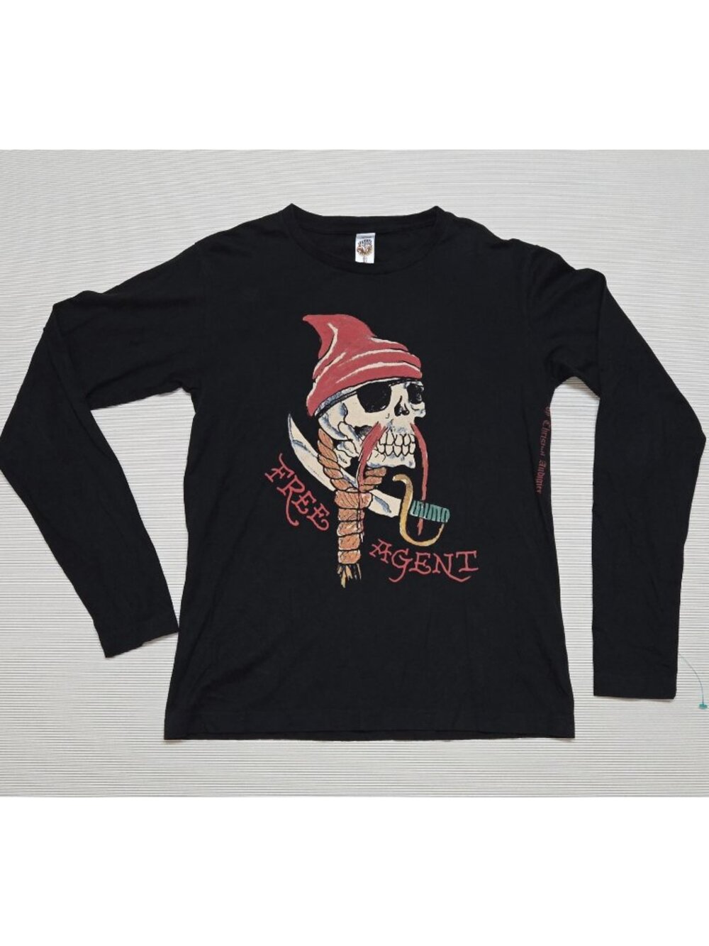 Vintage Ed Hardy Longsleeve T-Shirt Men's Size Medium Skull Black FREE AGENT